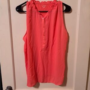 LOFT Vibrant Coral Button-Front Blouse